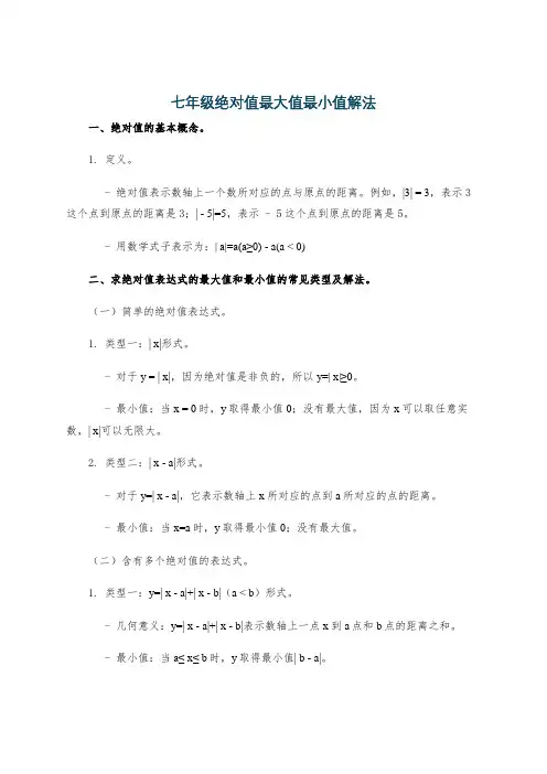 七年级绝对值最大值最小值解法
