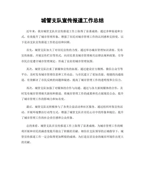 城管支队宣传报道工作总结