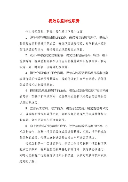 视效总监岗位职责