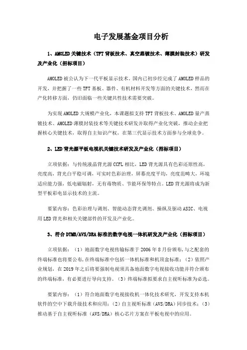 电子发展基金项目分析