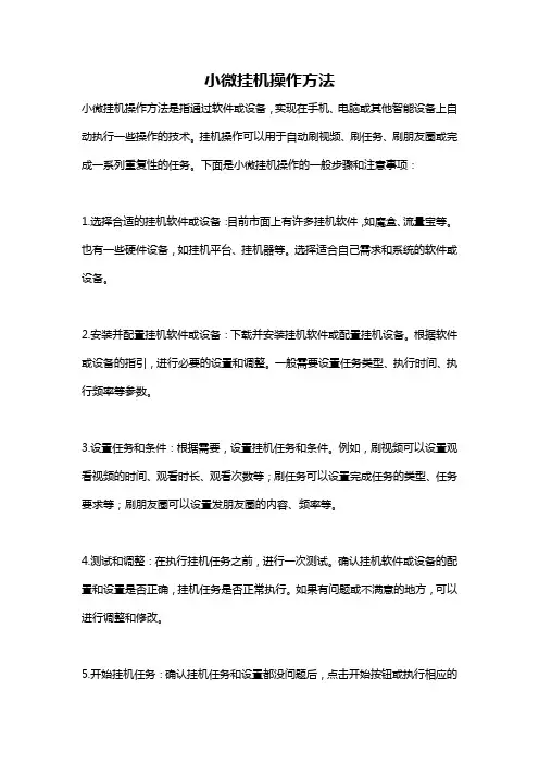 小微挂机操作方法