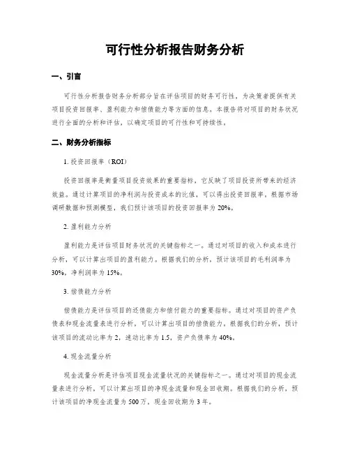 可行性分析报告财务分析