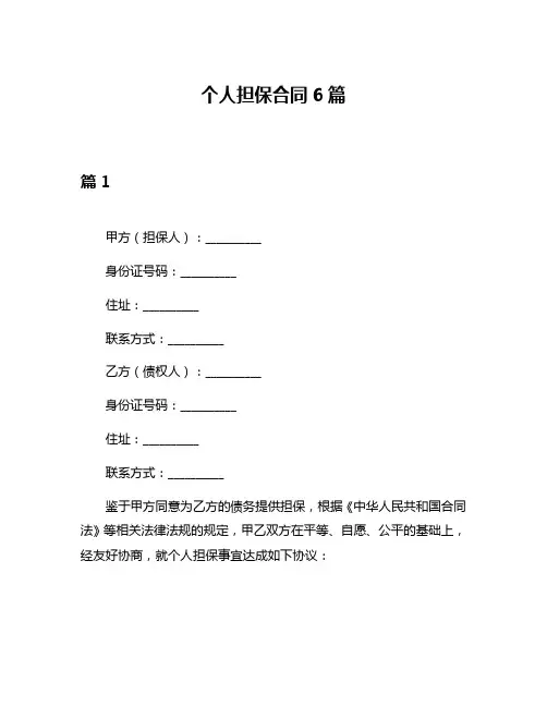 个人担保合同6篇