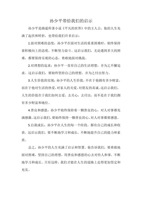孙少平带给我们的启示