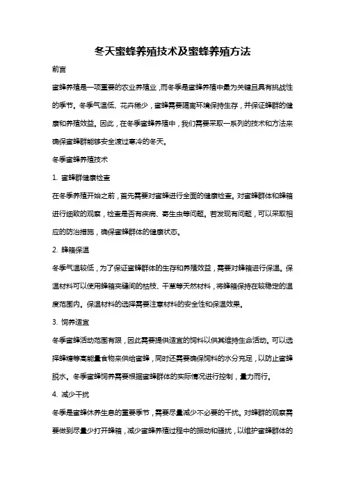 冬天蜜蜂养殖技术及蜜蜂养殖方法