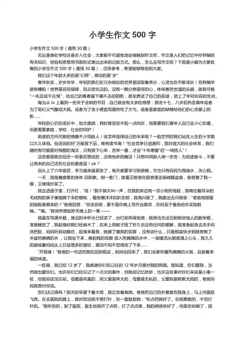 小学生作文500字（通用30篇）