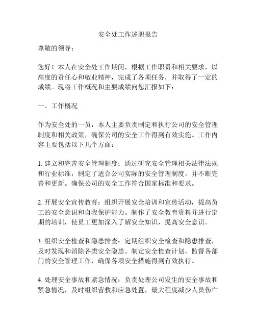 安全处工作述职报告