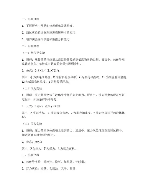 厨房物理实验报告模板
