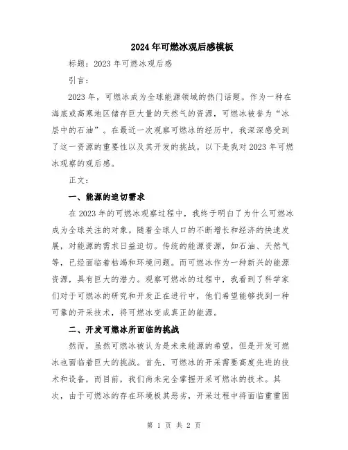 2024年可燃冰观后感模板