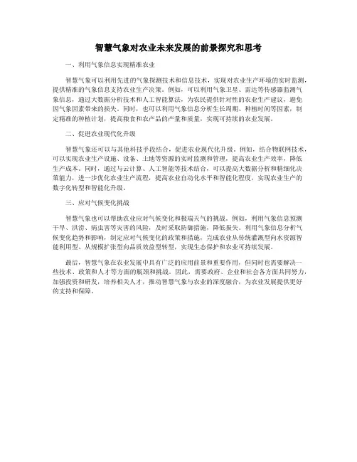 智慧气象对农业未来发展的前景探究和思考