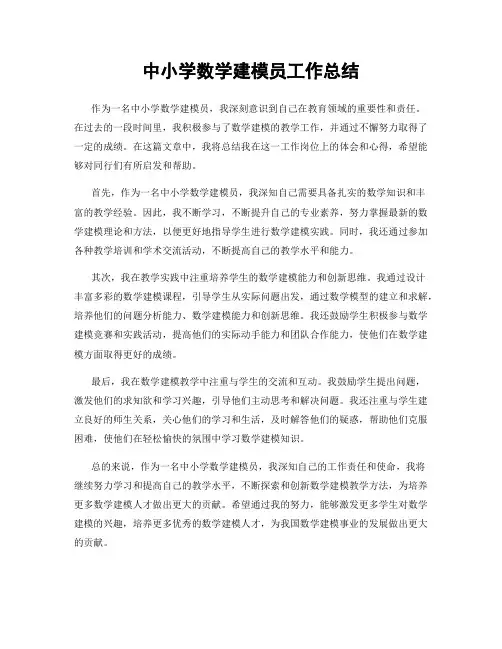中小学数学建模员工作总结