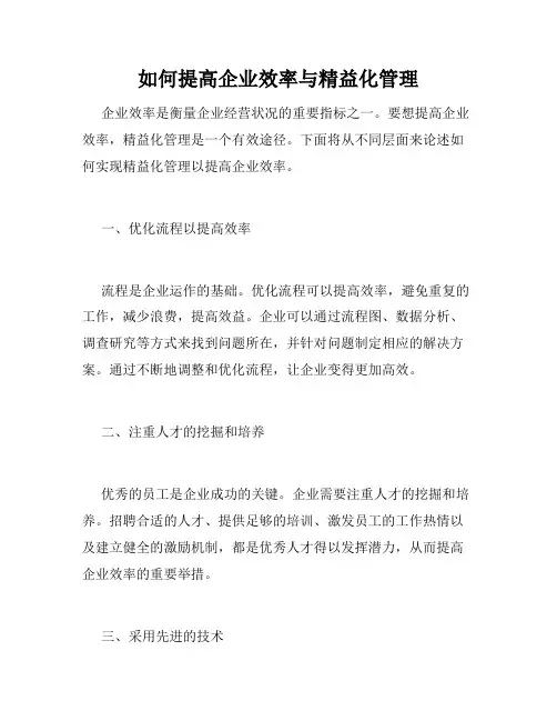如何提高企业效率与精益化管理