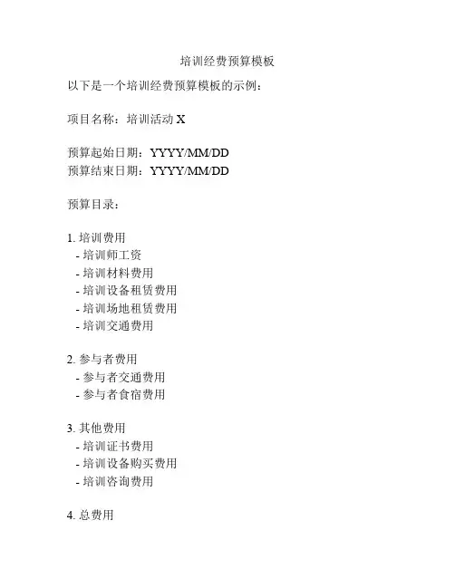培训经费预算模板