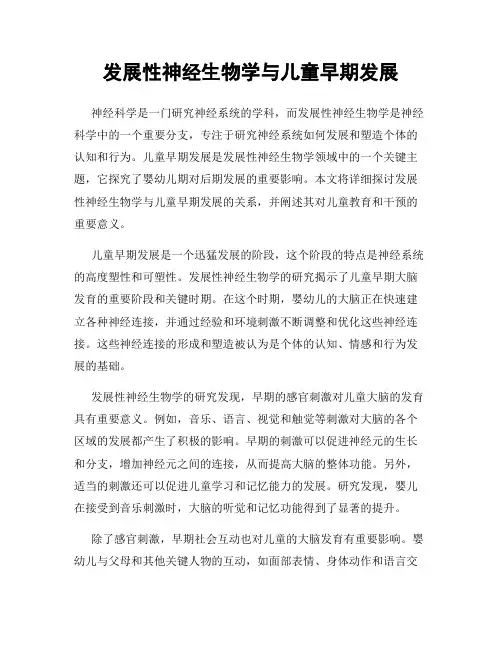 发展性神经生物学与儿童早期发展