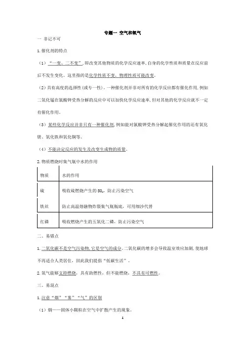 初中化学易错知识点汇总