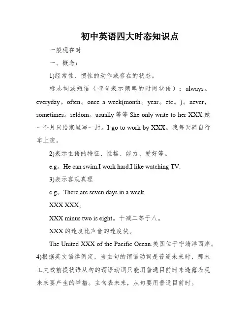 初中英语四大时态知识点