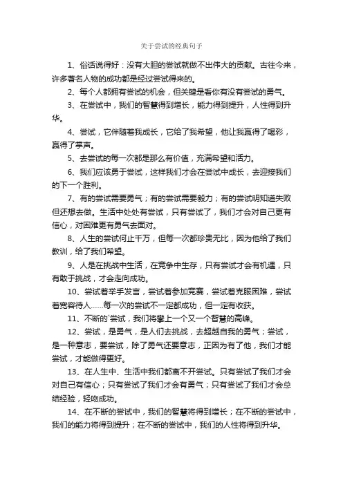 关于尝试的经典句子