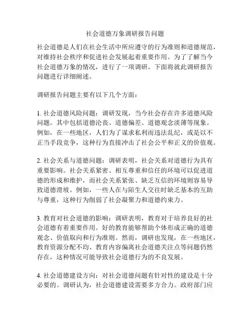 社会道德万象调研报告问题