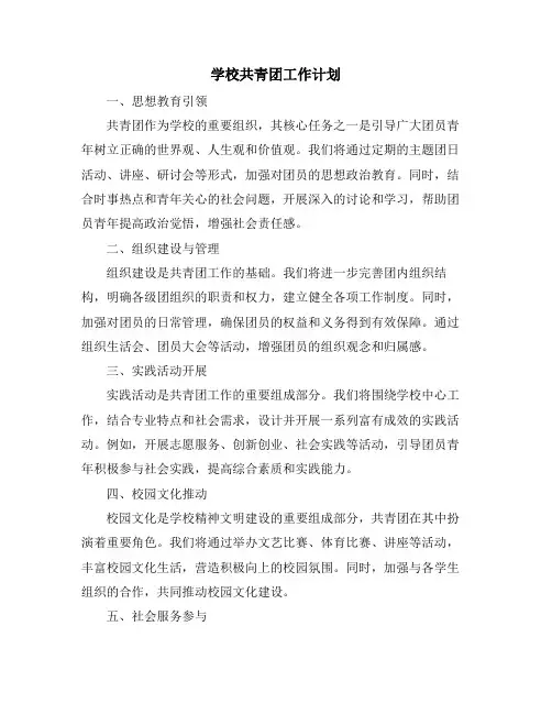 学校共青团工作计划 (2)