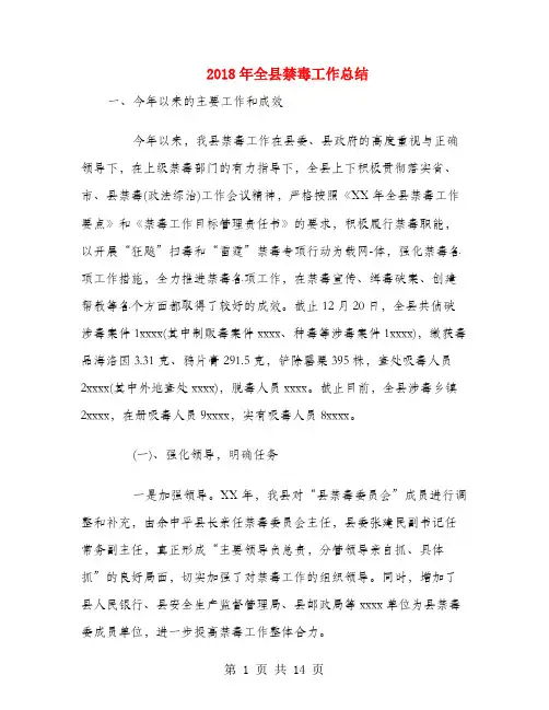 2018年全县禁毒工作总结
