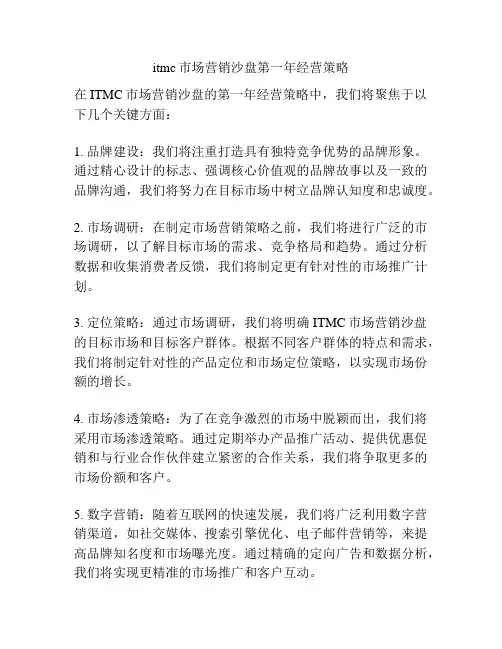 itmc市场营销沙盘第一年经营策略