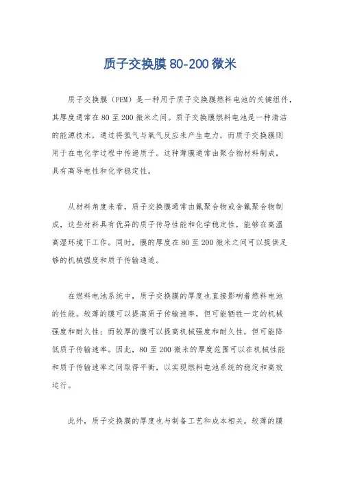 质子交换膜 80-200微米