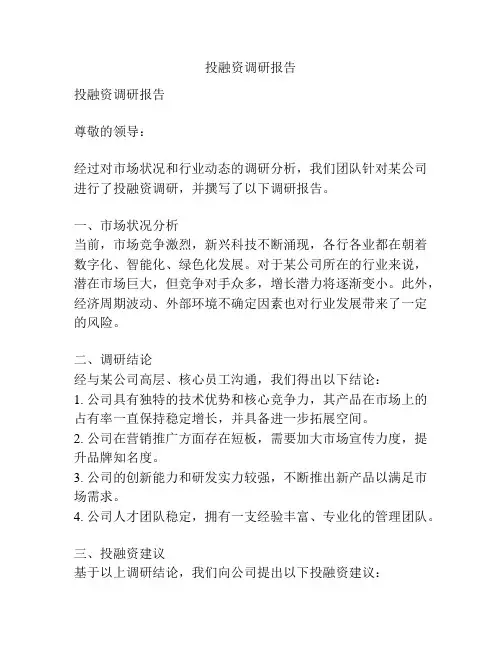 投融资调研报告