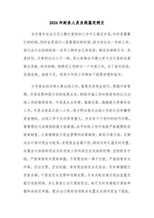 2024年财务人员自我鉴定例文（5篇）