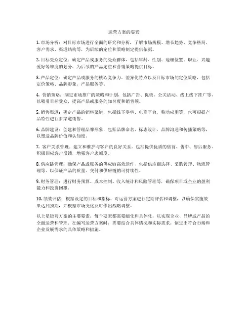 运营方案的要素