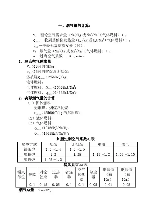 锅炉烟气量烟尘二氧化硫的计算