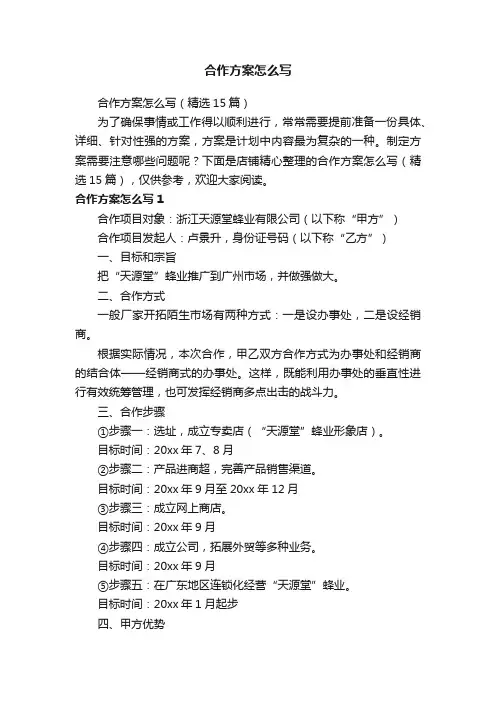 合作方案怎么写