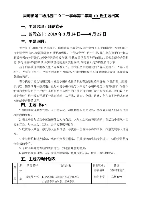 班主任-《拜访春天》主题档案-
