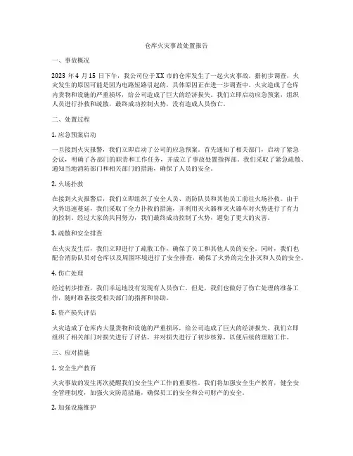 仓库火灾事故处置报告