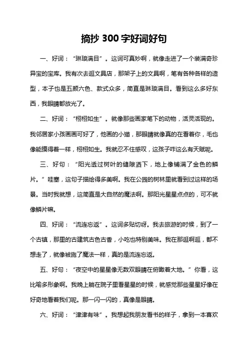 摘抄300字好词好句