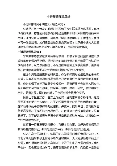 小班师德师风总结范文（精选6篇）