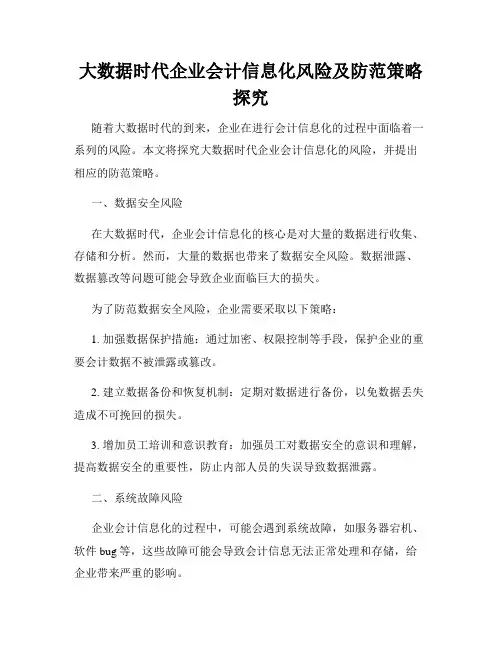 大数据时代企业会计信息化风险及防范策略探究