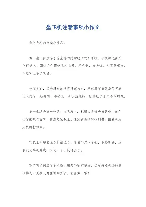 坐飞机注意事项小作文