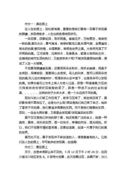 什么在路上的半命题作文