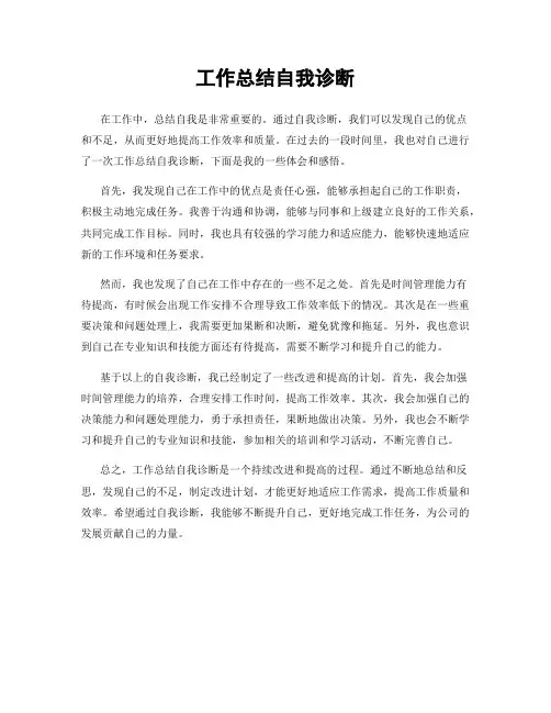 工作总结自我诊断