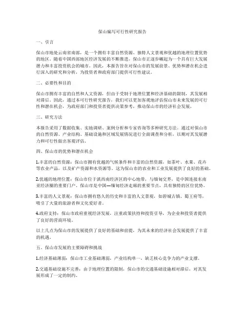 保山编写可行性研究报告