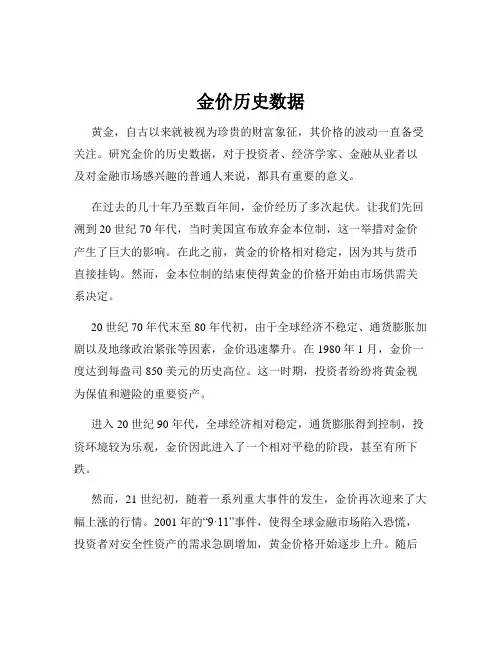 金价历史数据