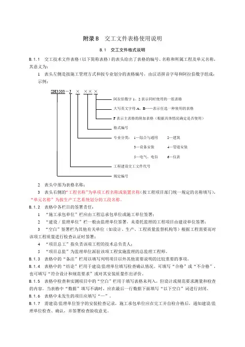 SH3503-2001交工文件表格使用说明
