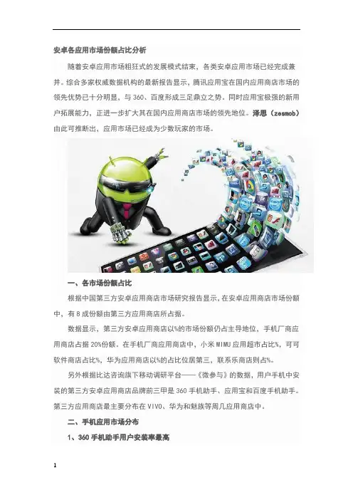 安卓各应用市场份额占比分析