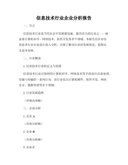 信息技术行业企业分析报告