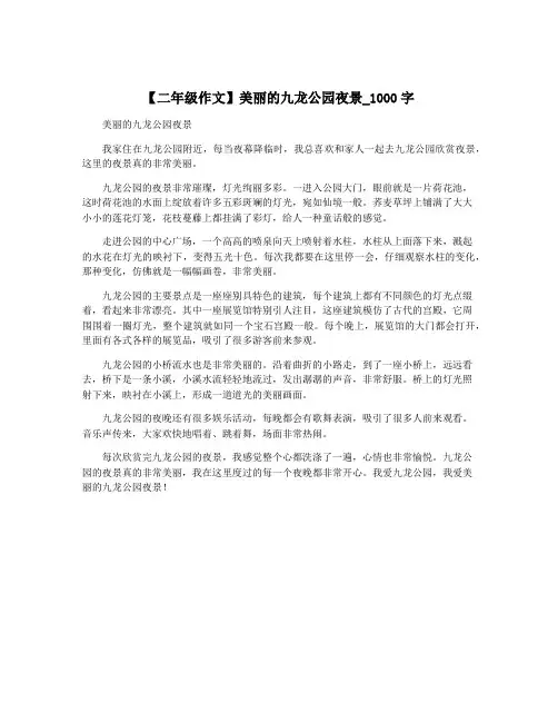 【二年级作文】美丽的九龙公园夜景_1000字