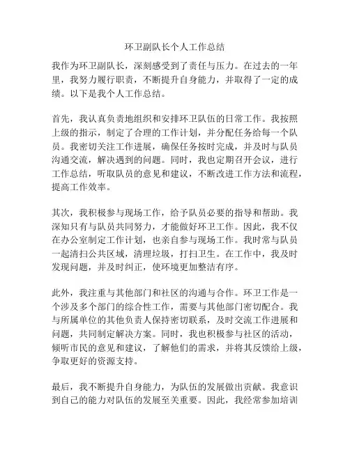 环卫副队长个人工作总结
