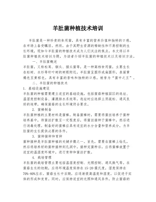 羊肚菌种植技术培训