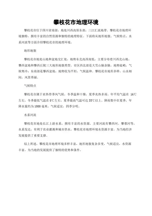 攀枝花市地理环境