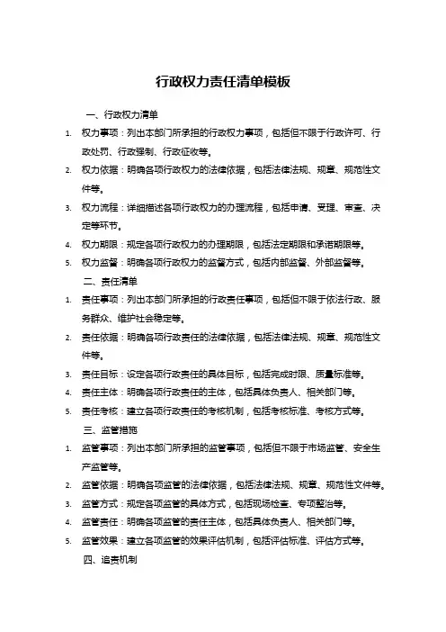 行政权力责任清单模板
