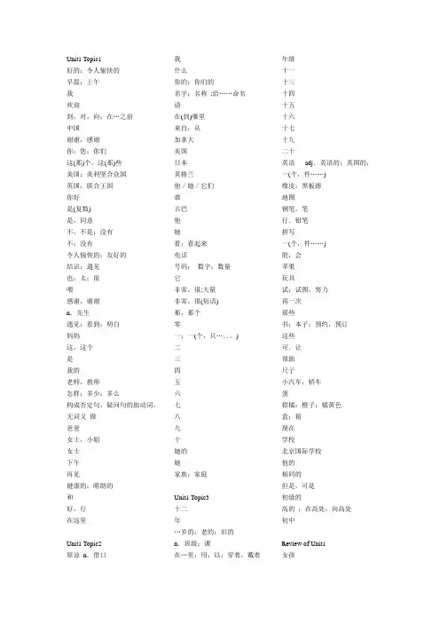 英语单词及句子 (中文)